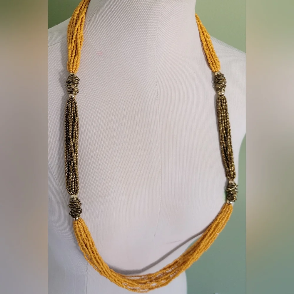 Elegant Gold Beaded Necklace - Picture 4 of 5